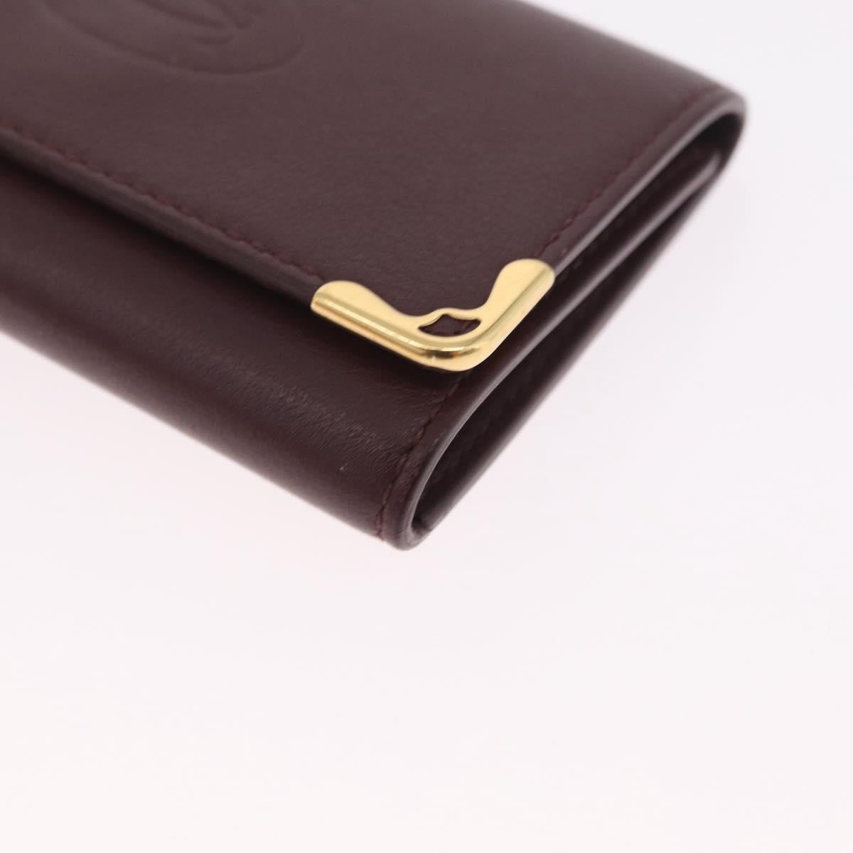 Cartier Must Line Key Case Leather Bordeaux Gold Auth 214918V