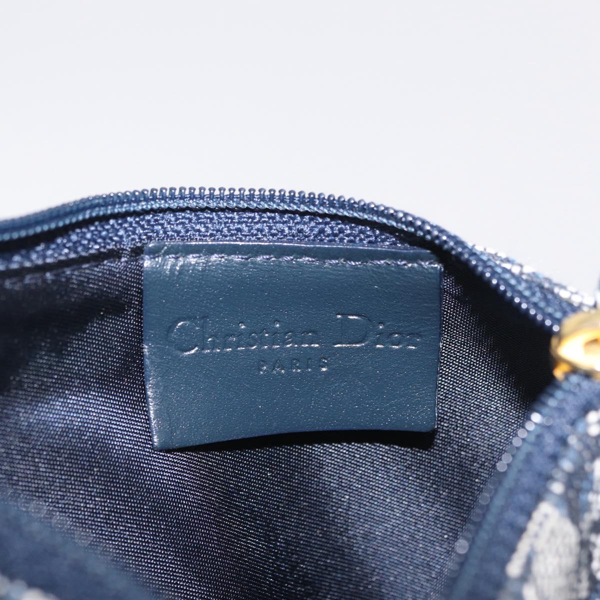 Christian Dior Trotter Canvas saddle Pouch Navy Gold Auth 214920V