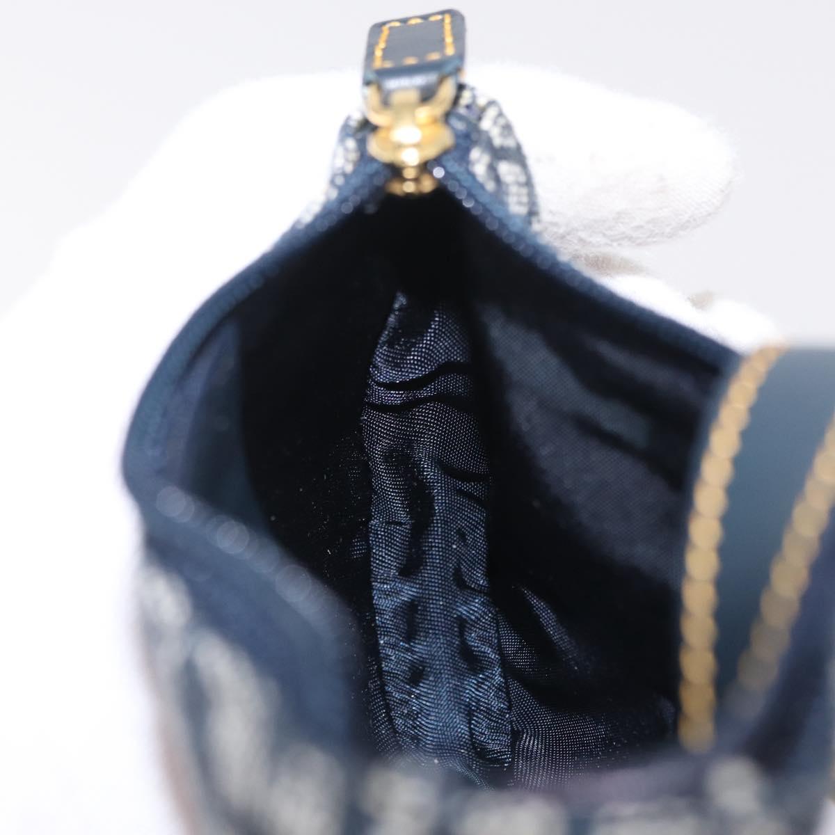 Christian Dior Trotter Canvas saddle Pouch Navy Gold Auth 214920V