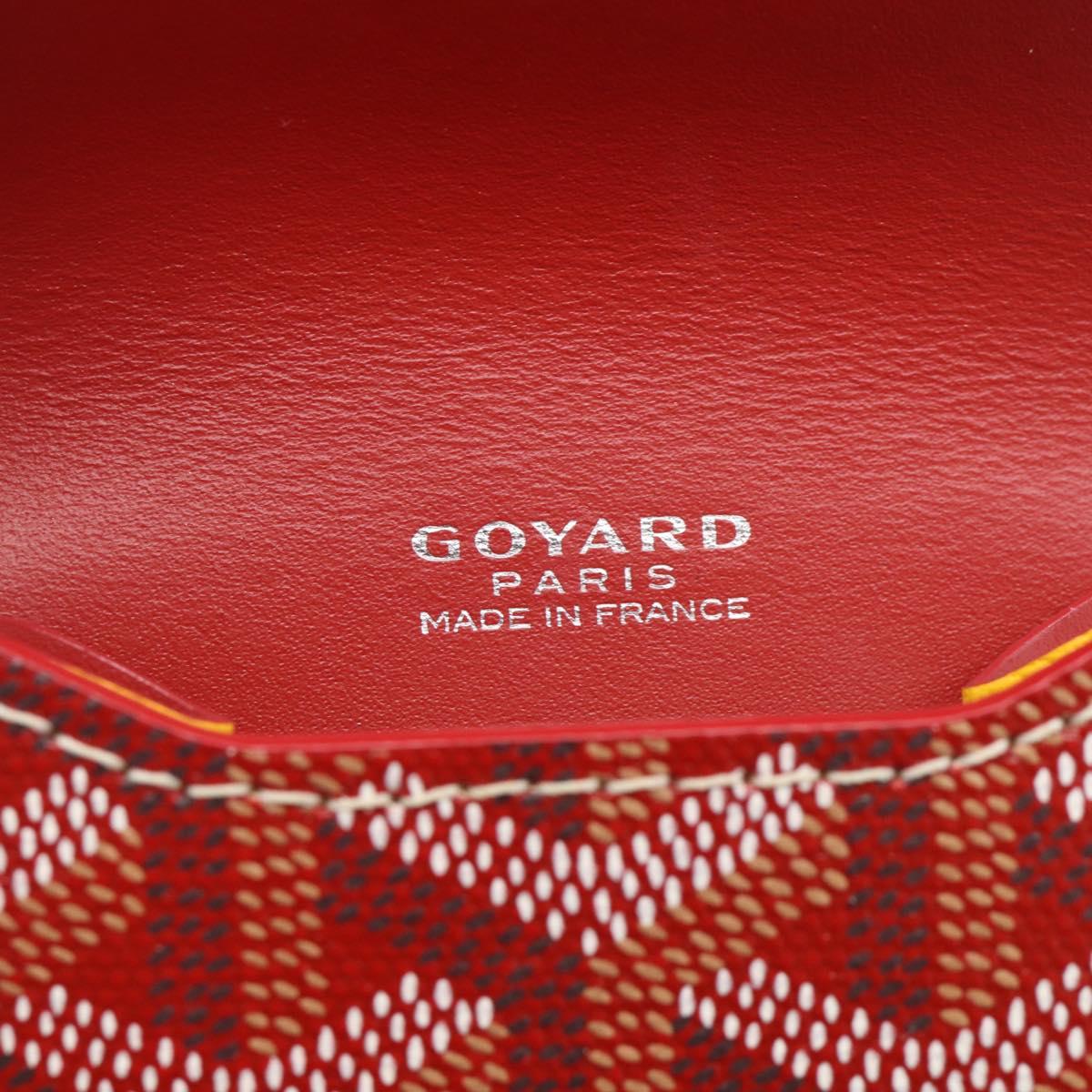 Goyard Herringbone Key Case PVC Red Silver Auth 214921M