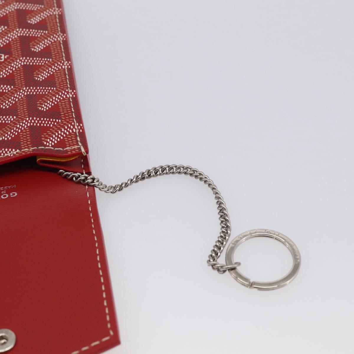 Goyard Herringbone Key Case PVC Red Silver Auth 214921M