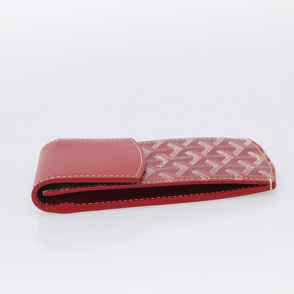 Goyard Herringbone Key Case PVC Red Silver Auth 214921M