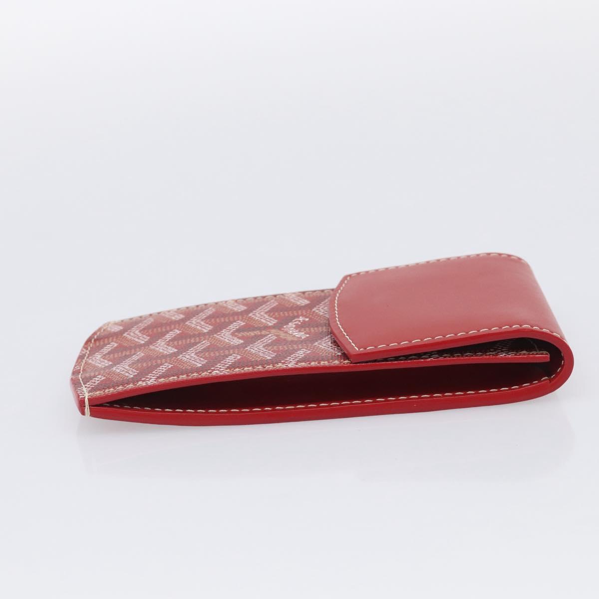 Goyard Herringbone Key Case PVC Red Silver Auth 214921M