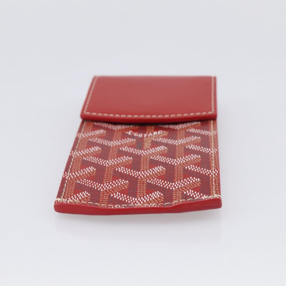 Goyard Herringbone Key Case PVC Red Silver Auth 214921M
