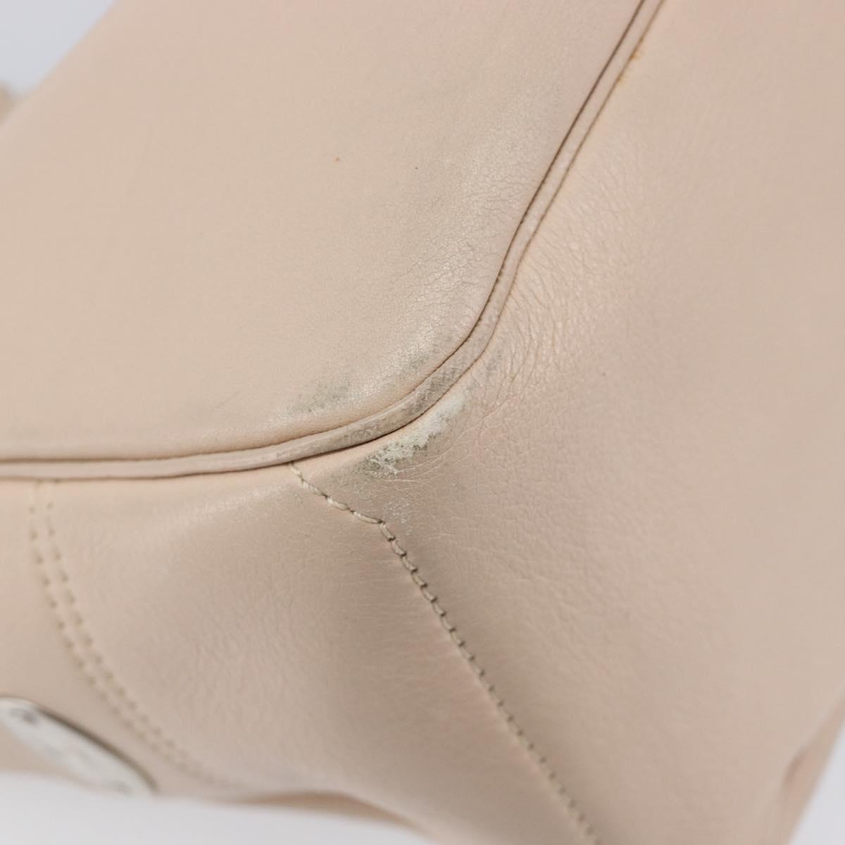 CELINE Boogie Bag Hand Bag Leather Beige Silver Auth 214923