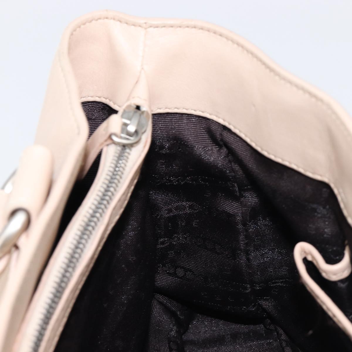 CELINE Boogie Bag Hand Bag Leather Beige Silver Auth 214923