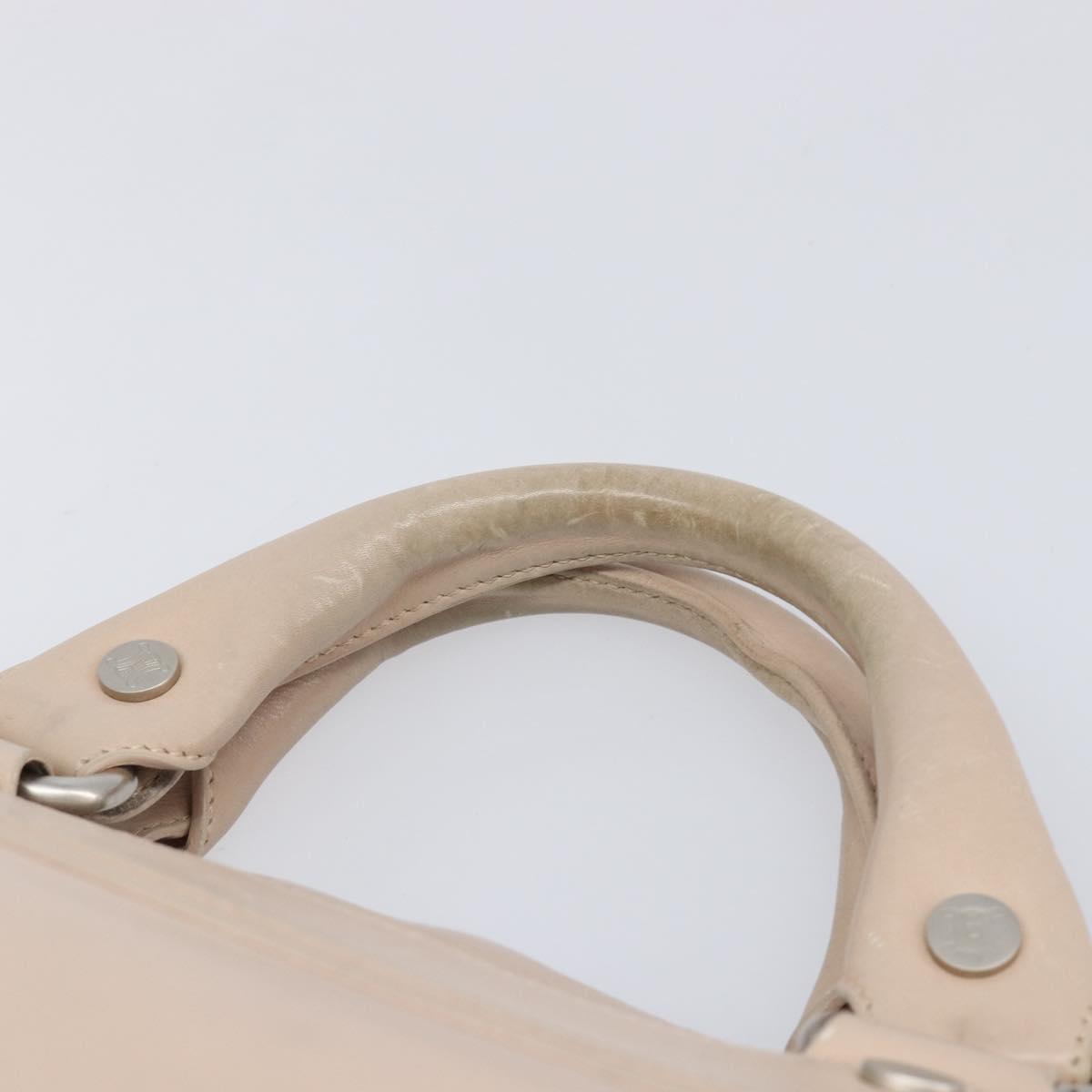 CELINE Boogie Bag Hand Bag Leather Beige Silver Auth 214923