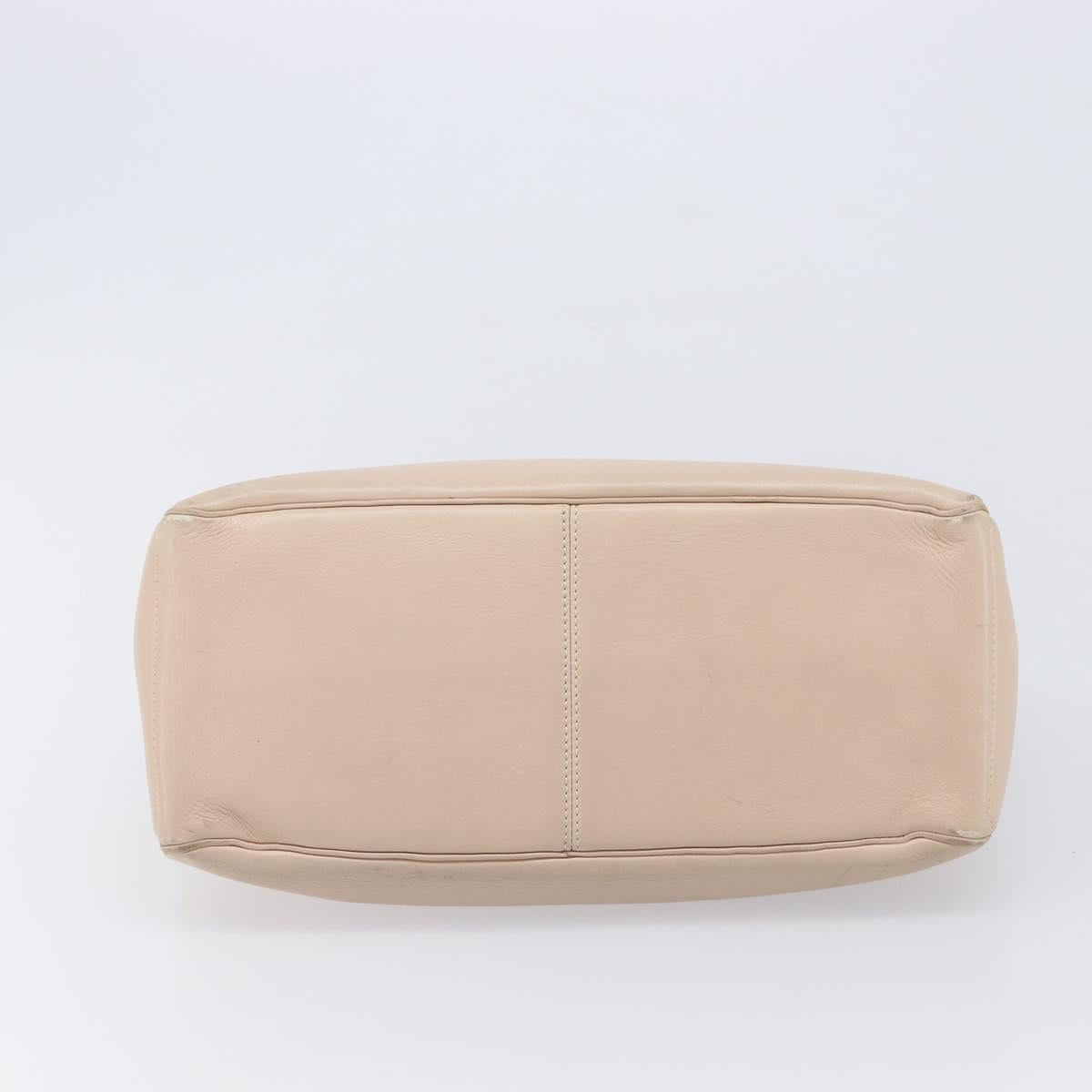 CELINE Boogie Bag Hand Bag Leather Beige Silver Auth 214923