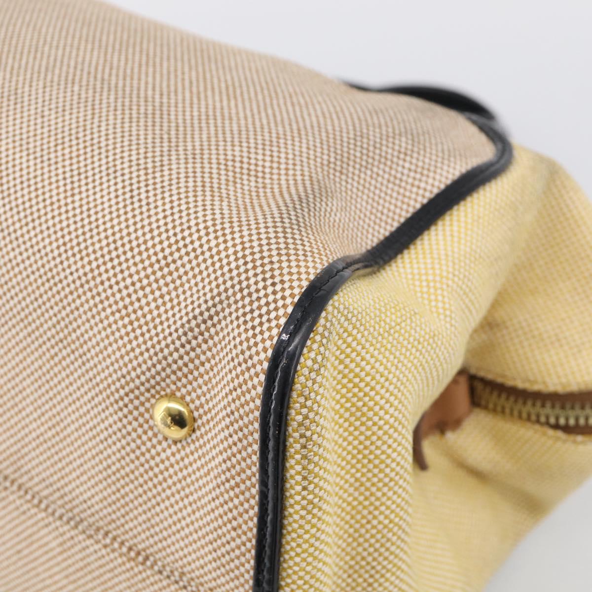 FENDI Chameleon Bag Boston Bag Canvas Beige Gold Auth 214925