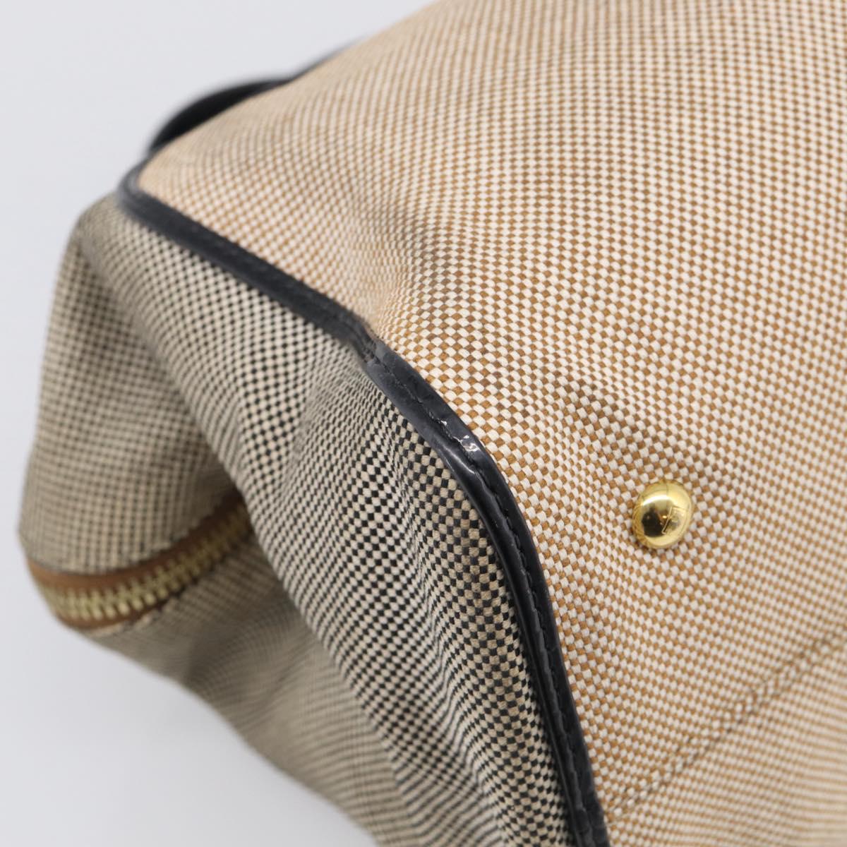 FENDI Chameleon Bag Boston Bag Canvas Beige Gold Auth 214925