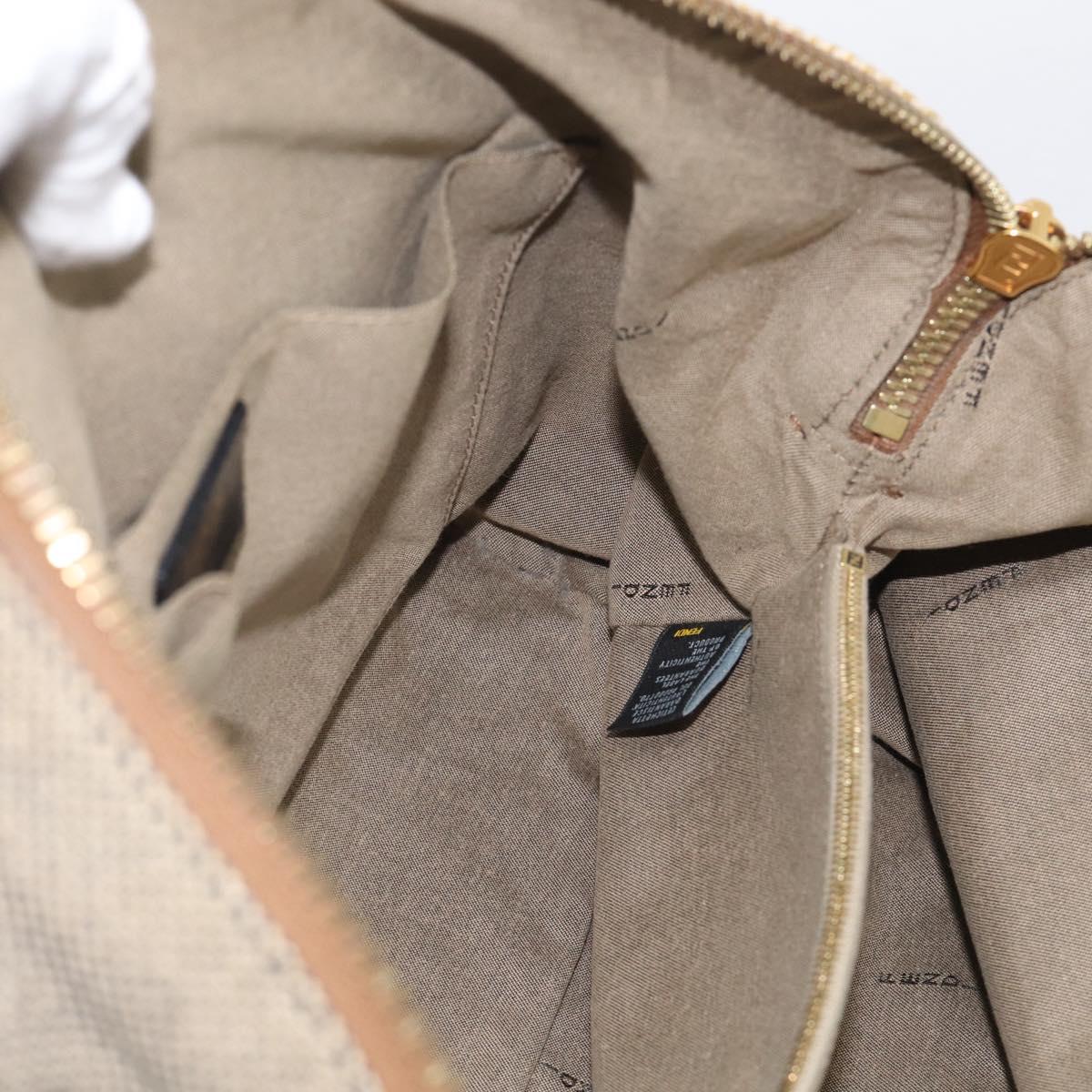 FENDI Chameleon Bag Boston Bag Canvas Beige Gold Auth 214925