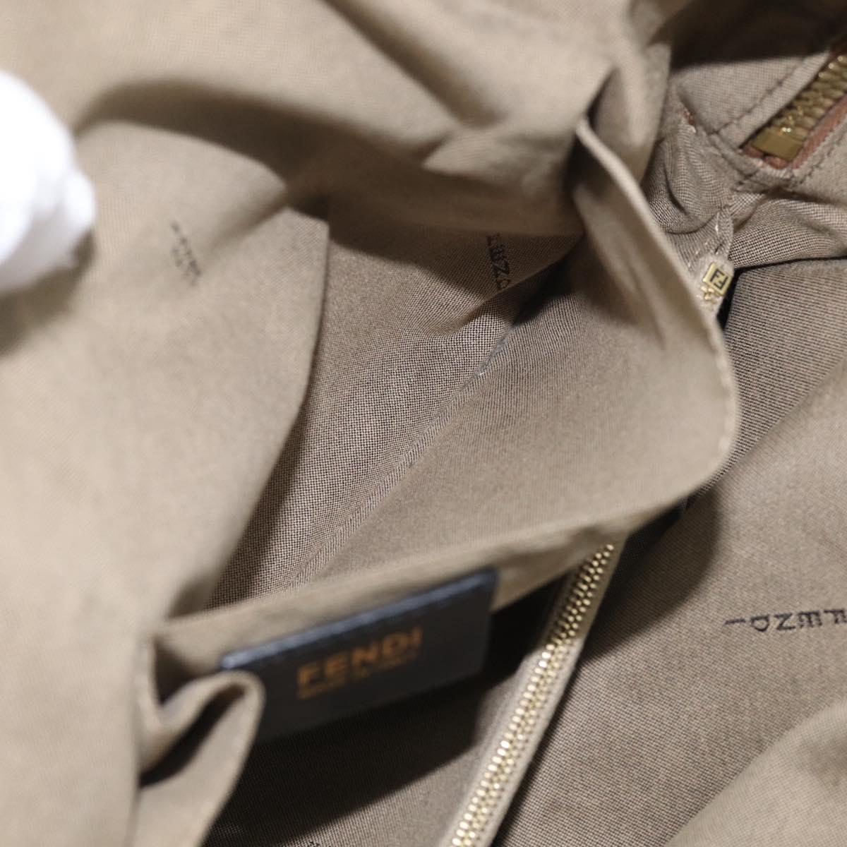FENDI Chameleon Bag Boston Bag Canvas Beige Gold Auth 214925