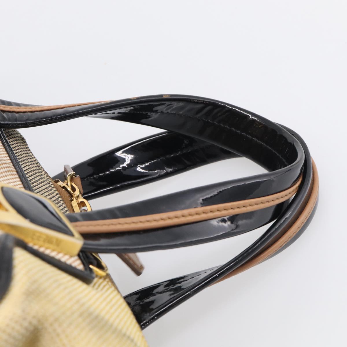 FENDI Chameleon Bag Boston Bag Canvas Beige Gold Auth 214925