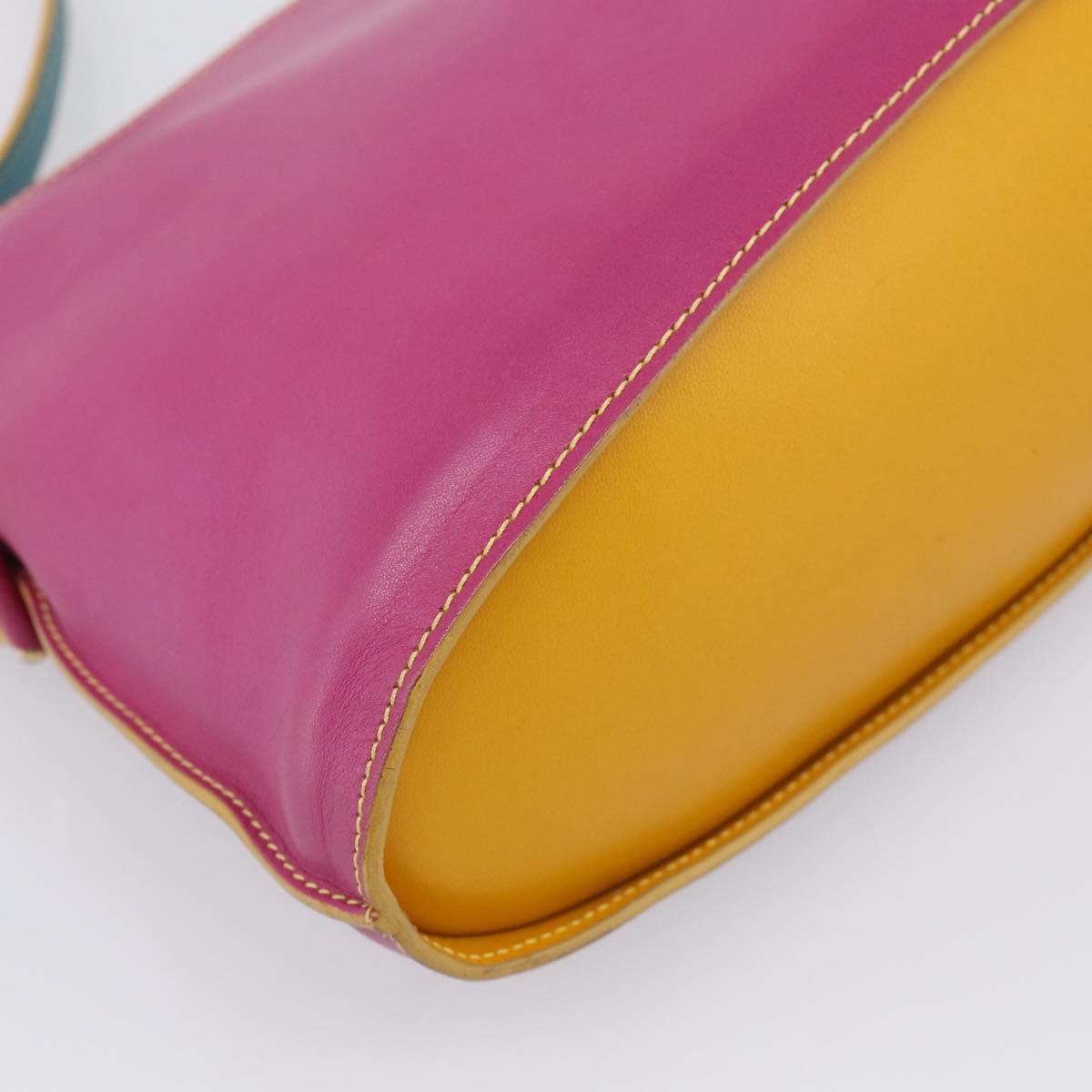 FENDI Shoulder Bag Leather Pink Gold Auth 214926A