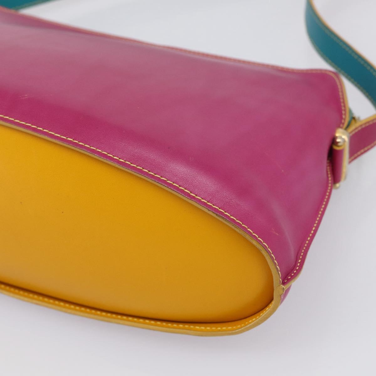 FENDI Shoulder Bag Leather Pink Gold Auth 214926A