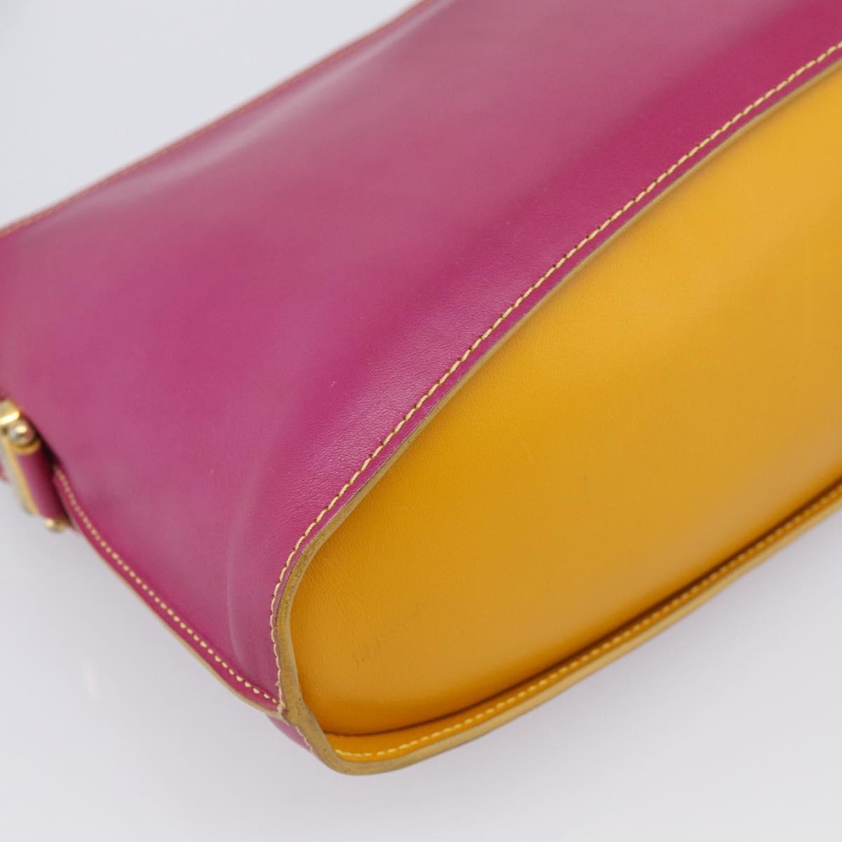 FENDI Shoulder Bag Leather Pink Gold Auth 214926A