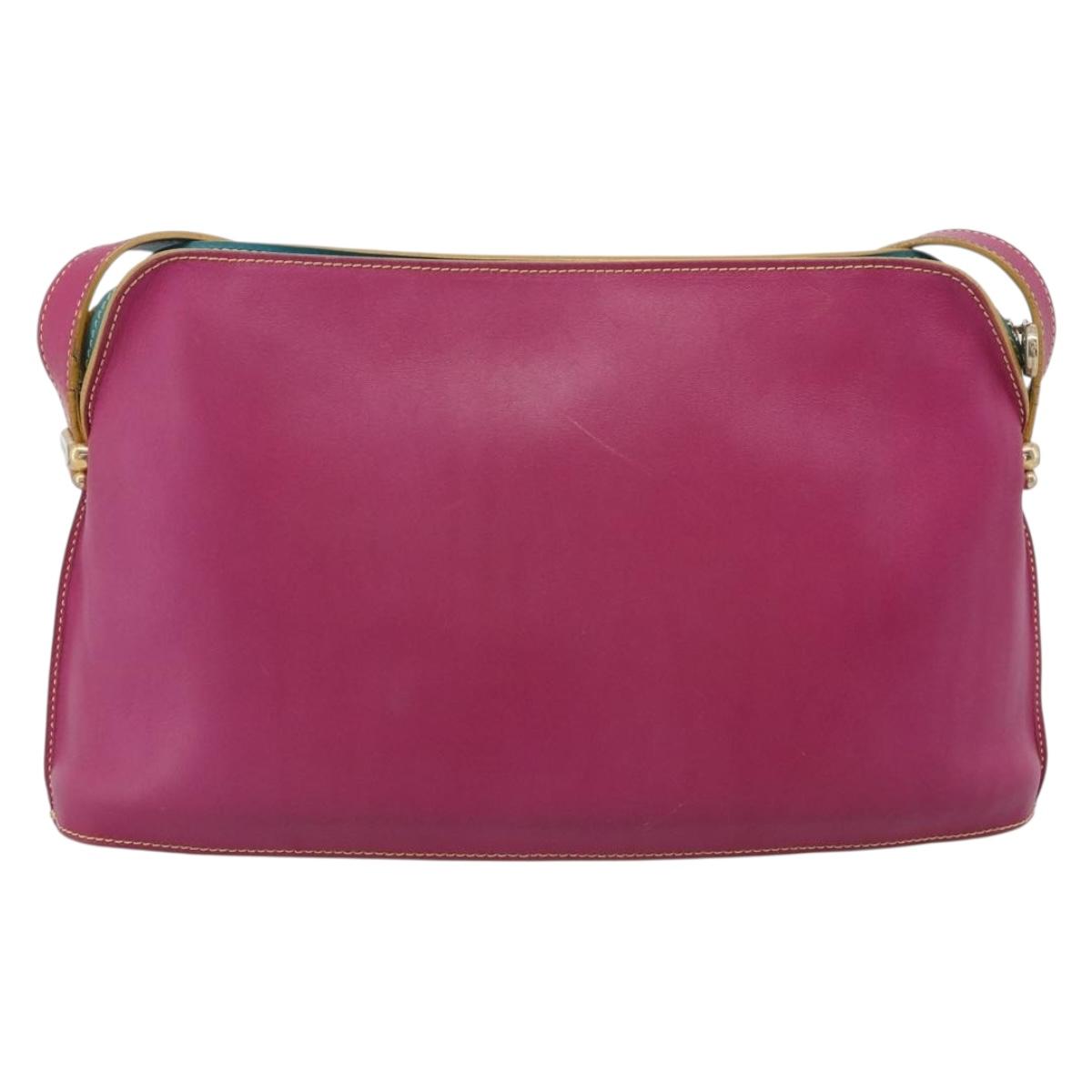 FENDI Shoulder Bag Leather Pink Gold Auth 214926A