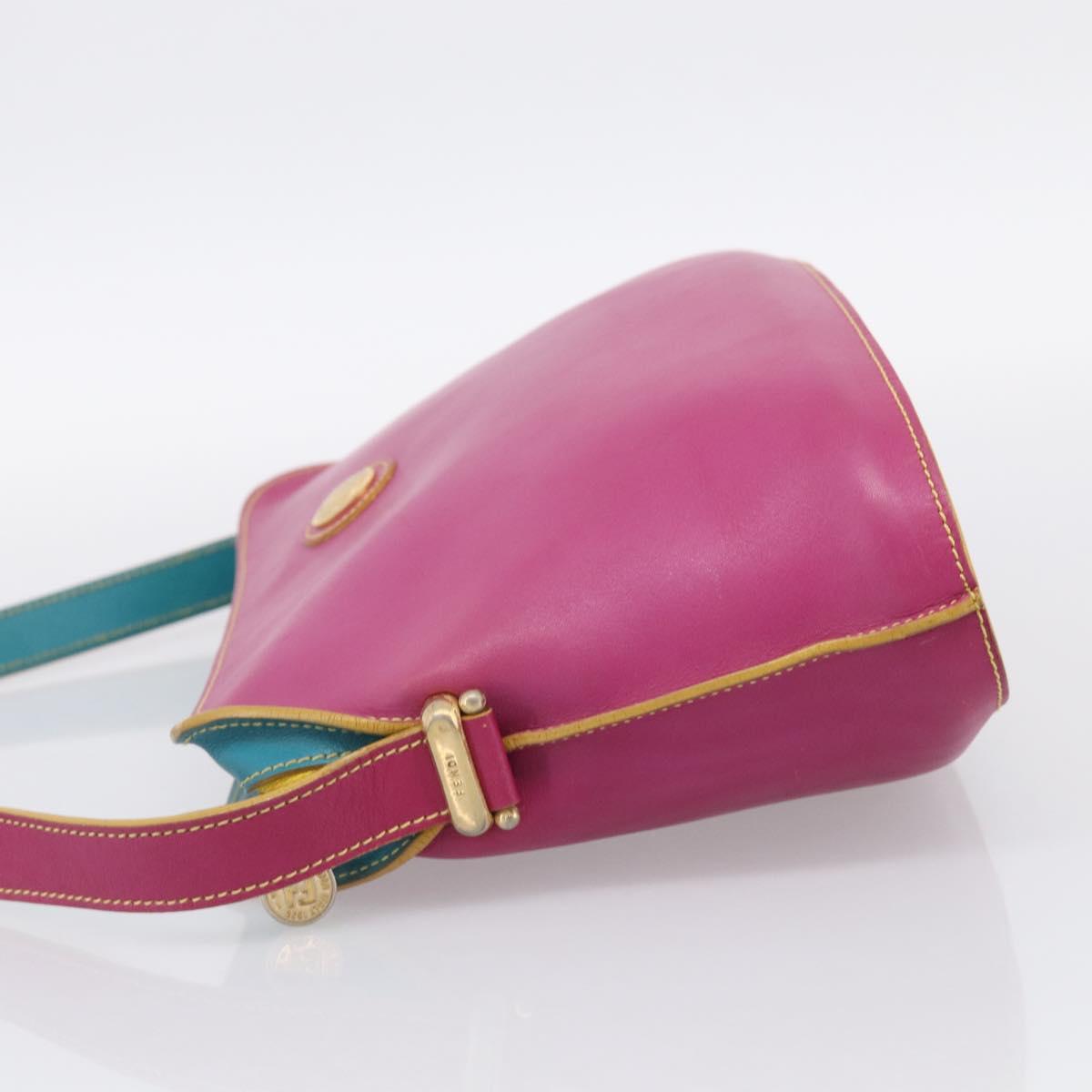 FENDI Shoulder Bag Leather Pink Gold Auth 214926A