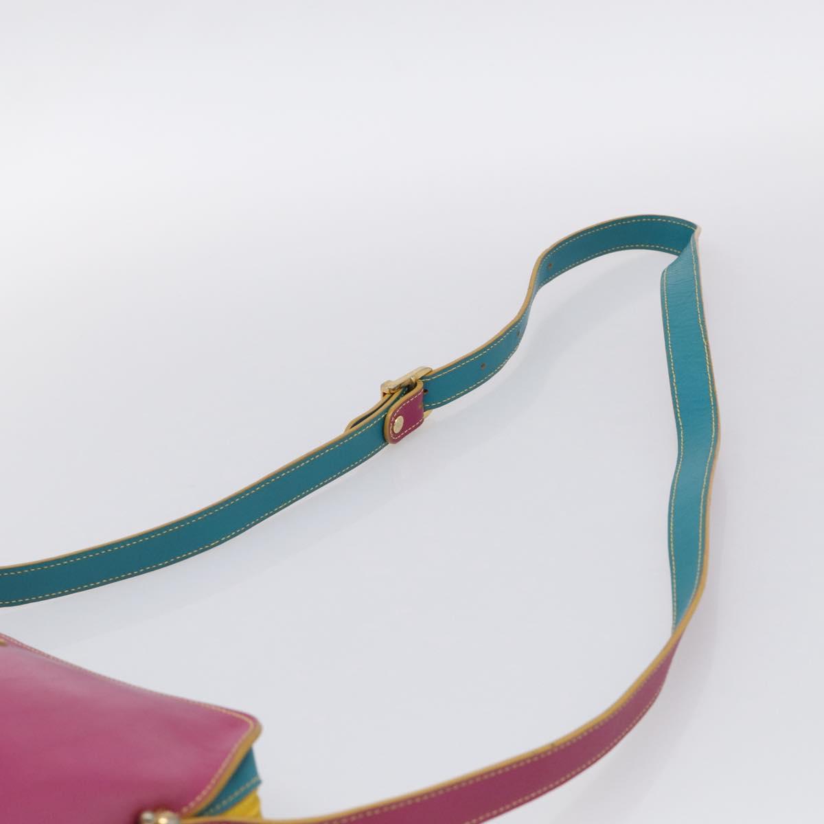 FENDI Shoulder Bag Leather Pink Gold Auth 214926A