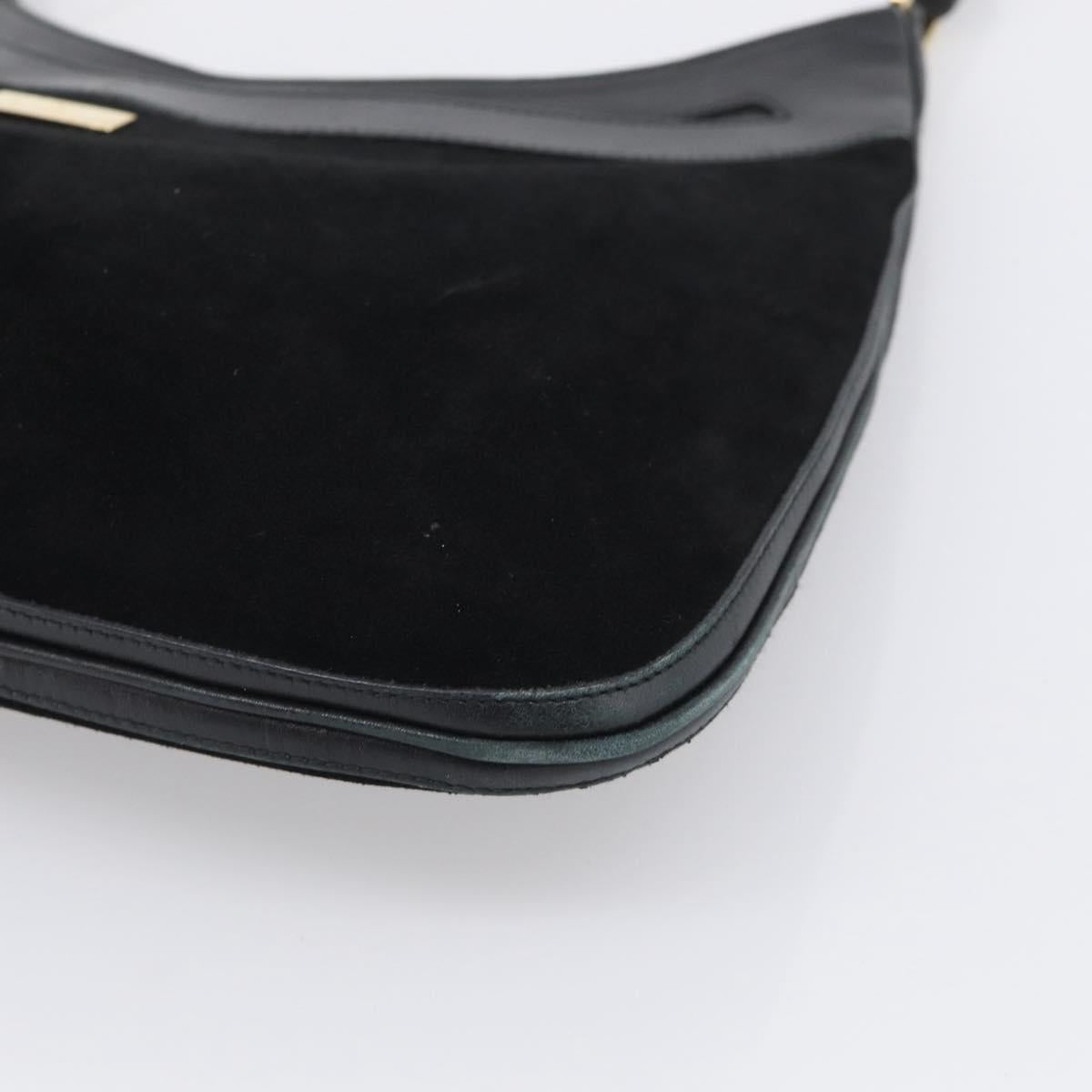 GUCCI Bamboo Jackie Shoulder Bag Suede Black Gold 001 4062 Auth 214927A