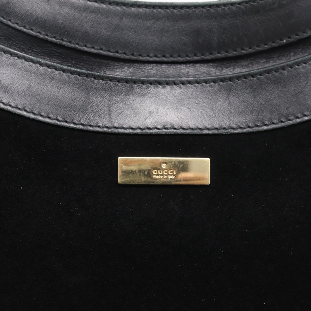 GUCCI Bamboo Jackie Shoulder Bag Suede Black Gold 001 4062 Auth 214927A