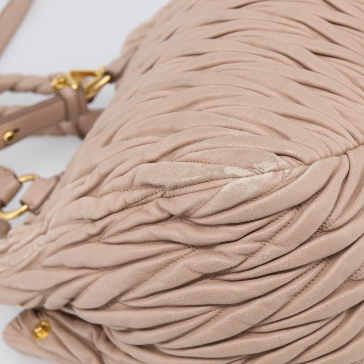 Miu Miu Matelasse Hand Bag Leather 2way Pink Gold Auth 214932A