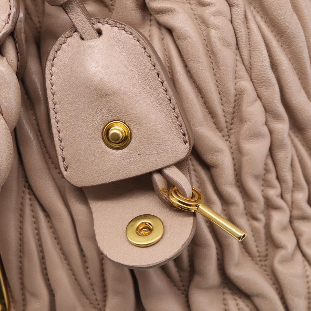 Miu Miu Matelasse Hand Bag Leather 2way Pink Gold Auth 214932A
