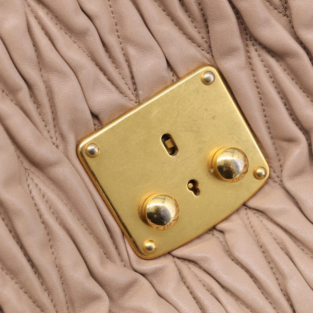 Miu Miu Matelasse Hand Bag Leather 2way Pink Gold Auth 214932A