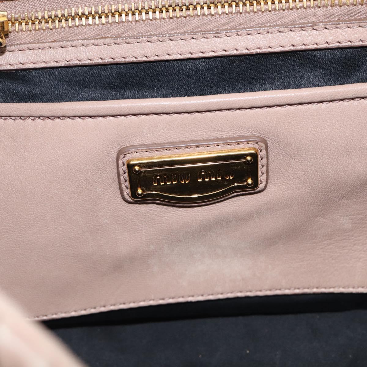 Miu Miu Matelasse Hand Bag Leather 2way Pink Gold Auth 214932A