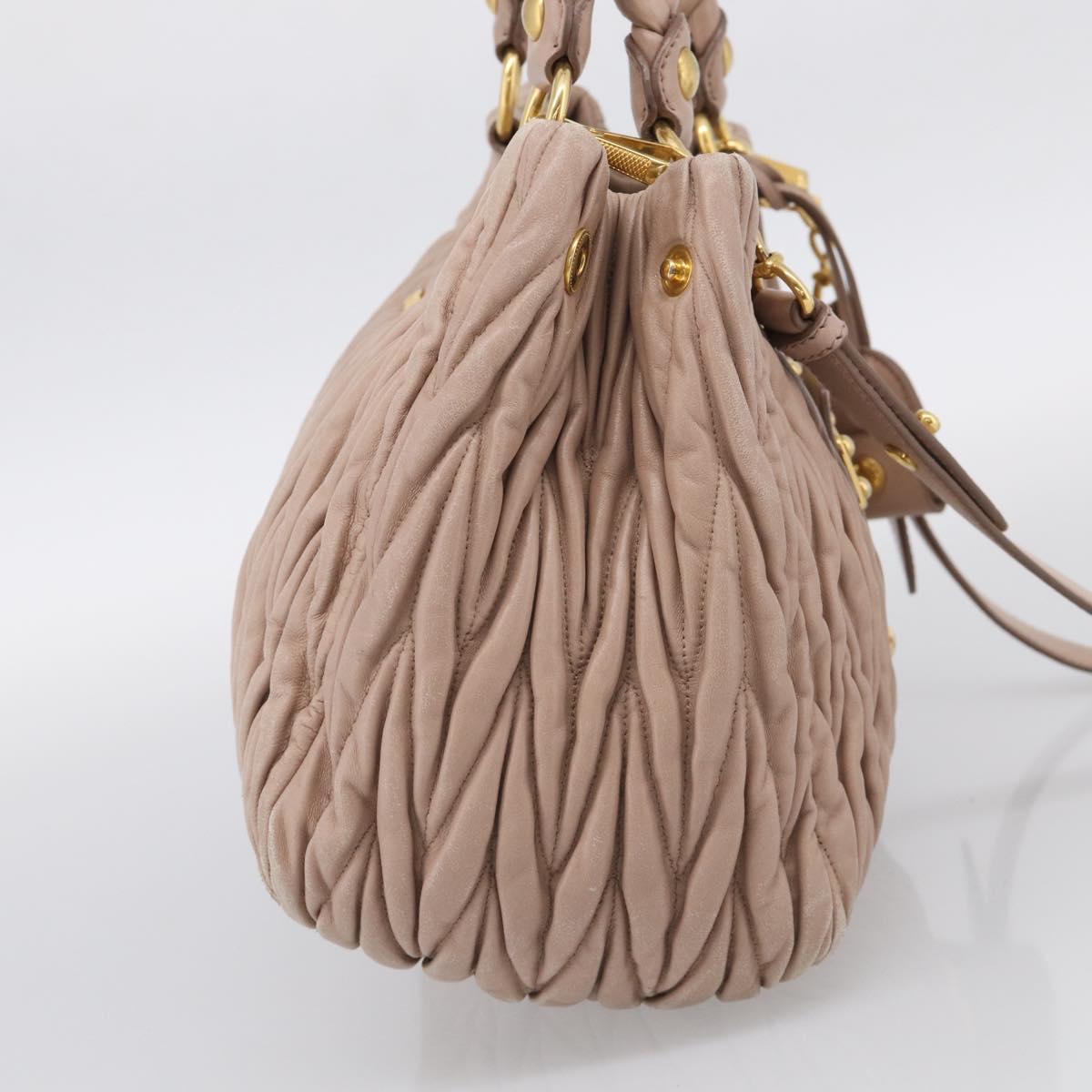 Miu Miu Matelasse Hand Bag Leather 2way Pink Gold Auth 214932A