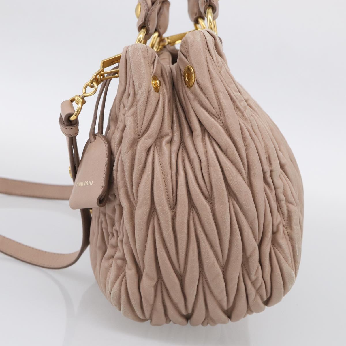Miu Miu Matelasse Hand Bag Leather 2way Pink Gold Auth 214932A