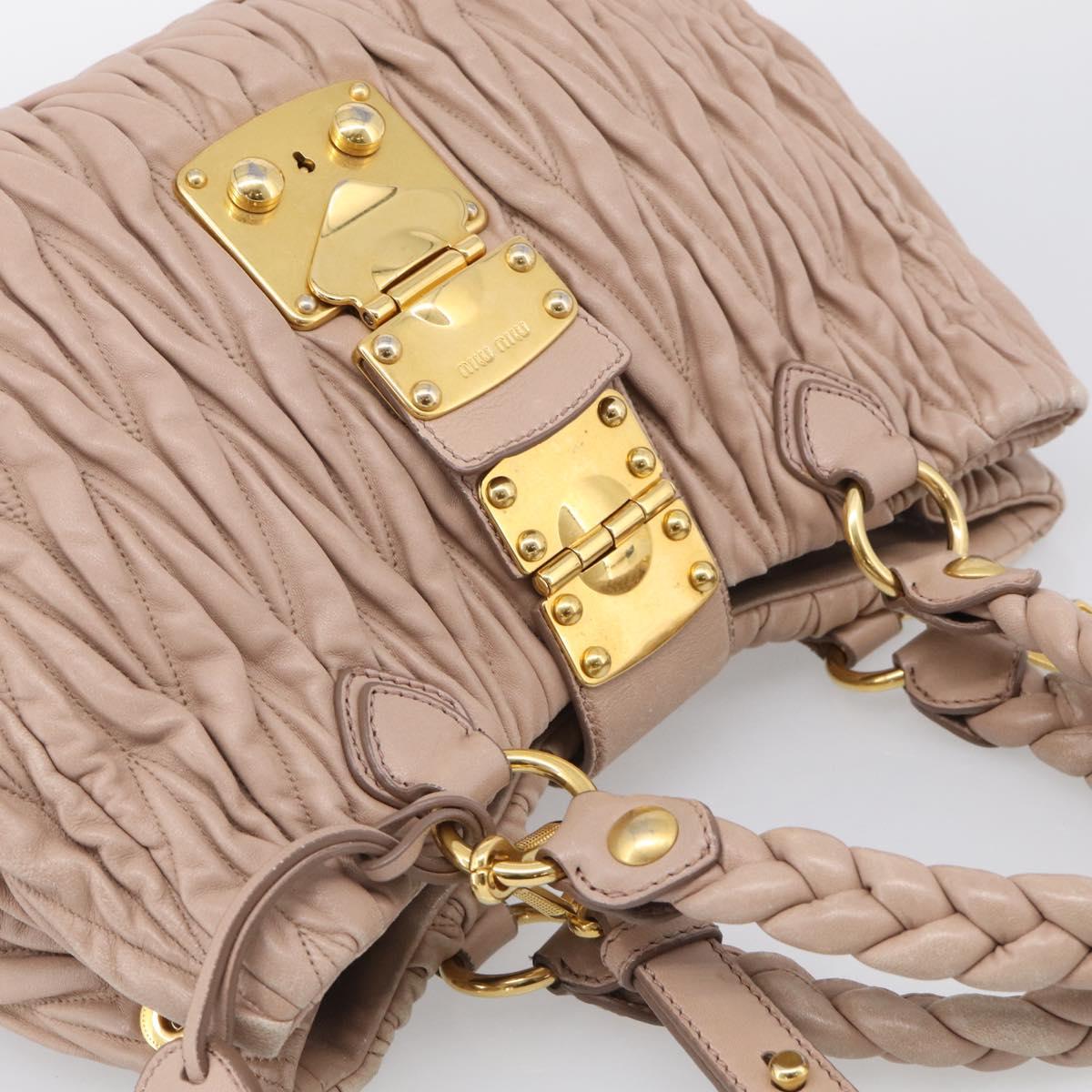 Miu Miu Matelasse Hand Bag Leather 2way Pink Gold Auth 214932A