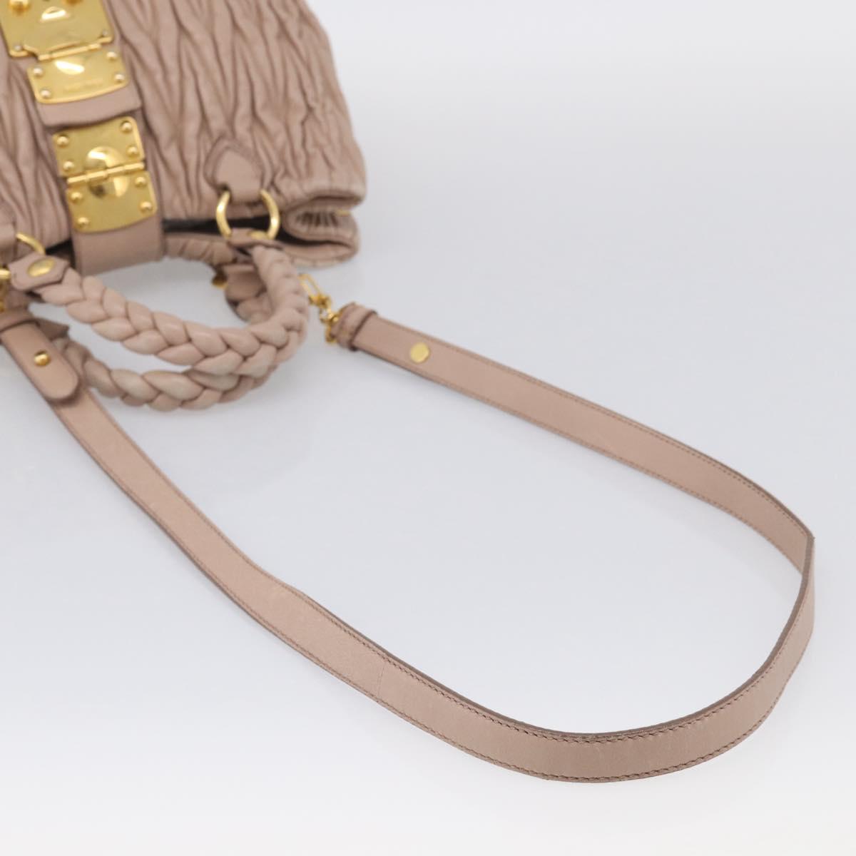 Miu Miu Matelasse Hand Bag Leather 2way Pink Gold Auth 214932A