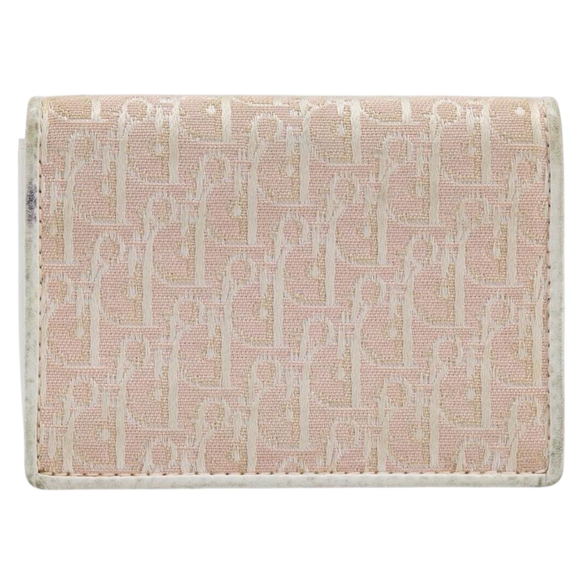 Christian Dior Trotter Canvas Card Case Pink Auth 214933A