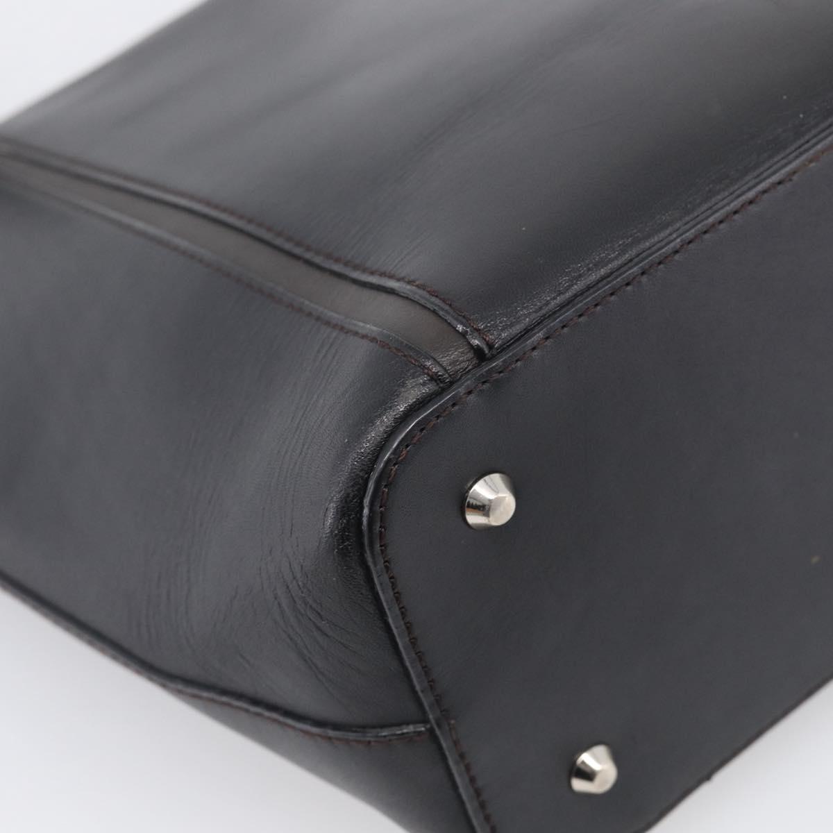 BURBERRY Tote Bag Leather Black Silver Auth 214935