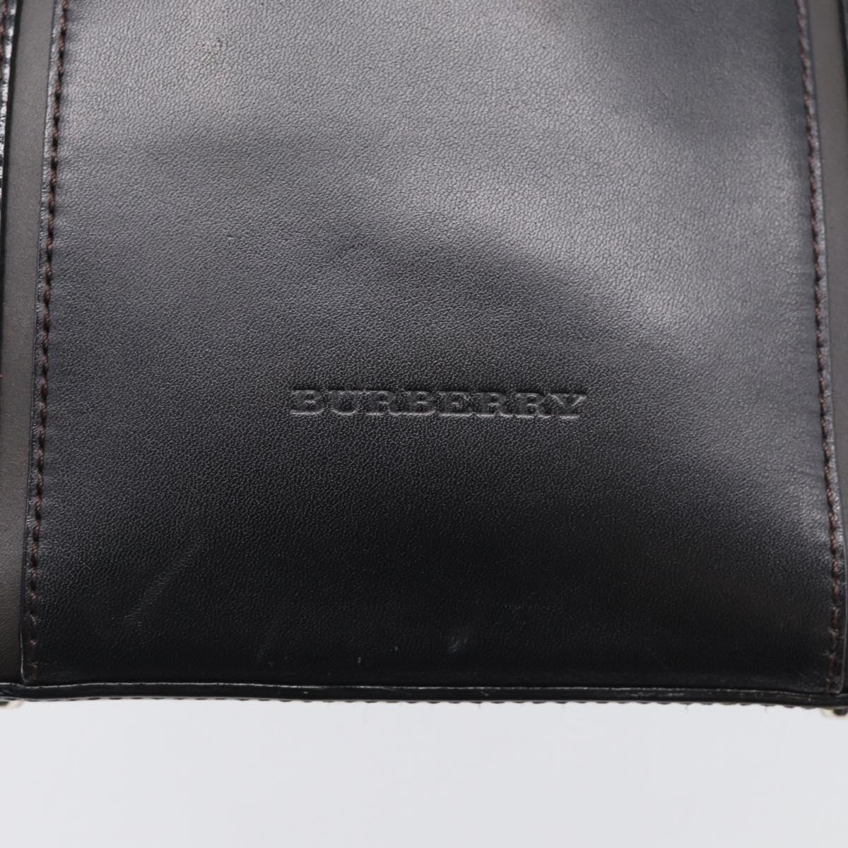 BURBERRY Tote Bag Leather Black Silver Auth 214935