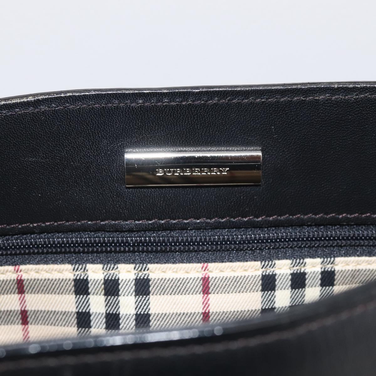 BURBERRY Tote Bag Leather Black Silver Auth 214935