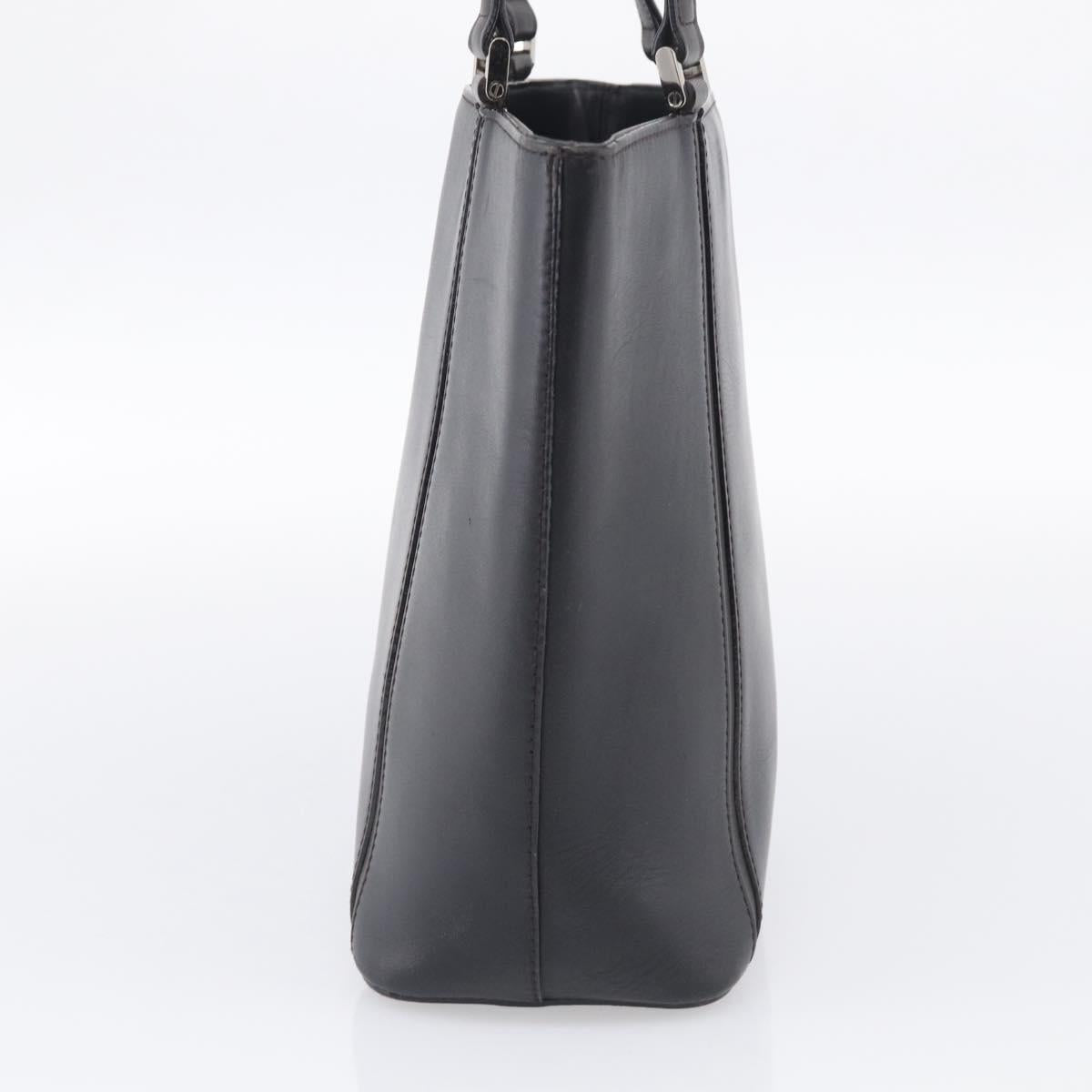 BURBERRY Tote Bag Leather Black Silver Auth 214935