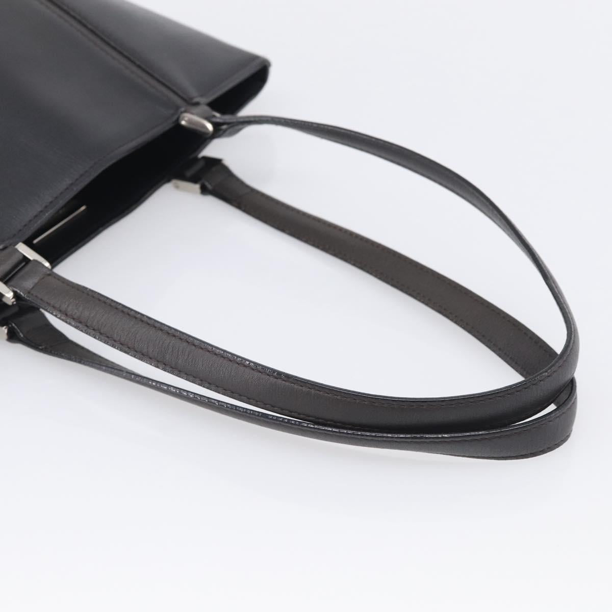 BURBERRY Tote Bag Leather Black Silver Auth 214935