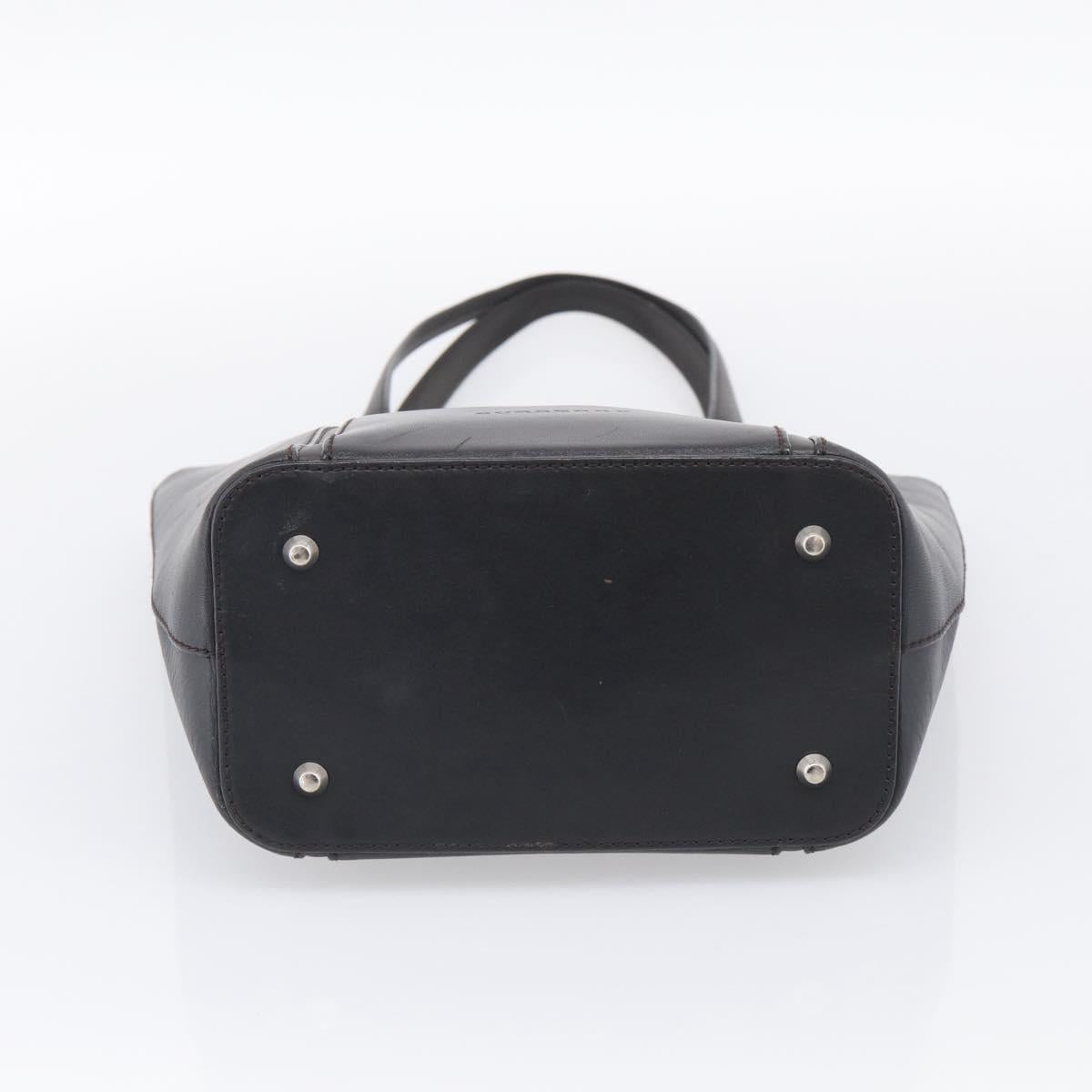 BURBERRY Tote Bag Leather Black Silver Auth 214935