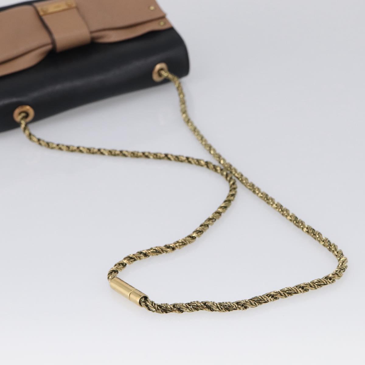 Chloe Chain Shoulder Bag Leather Black Gold Auth 214938A