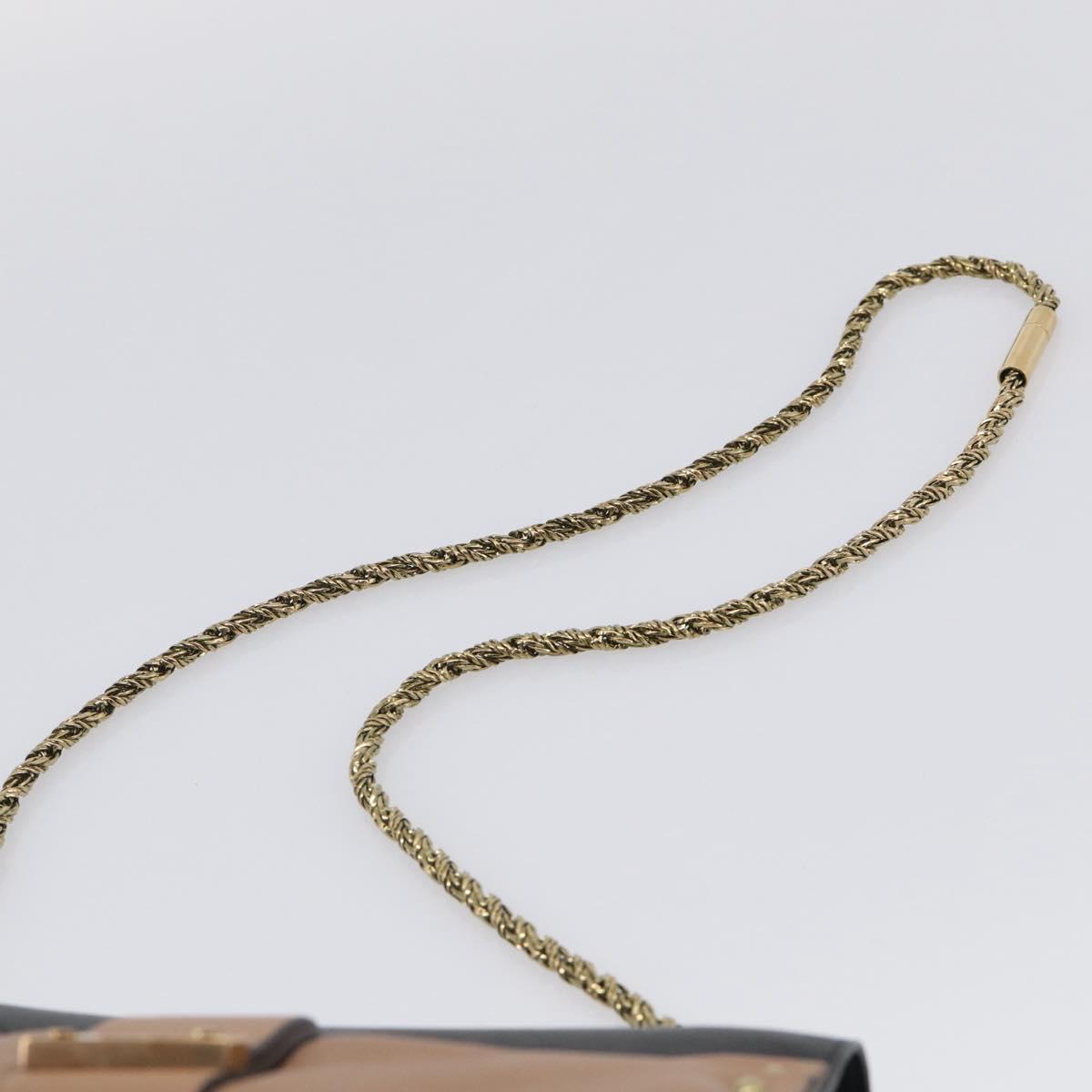 Chloe Chain Shoulder Bag Leather Black Gold Auth 214938A