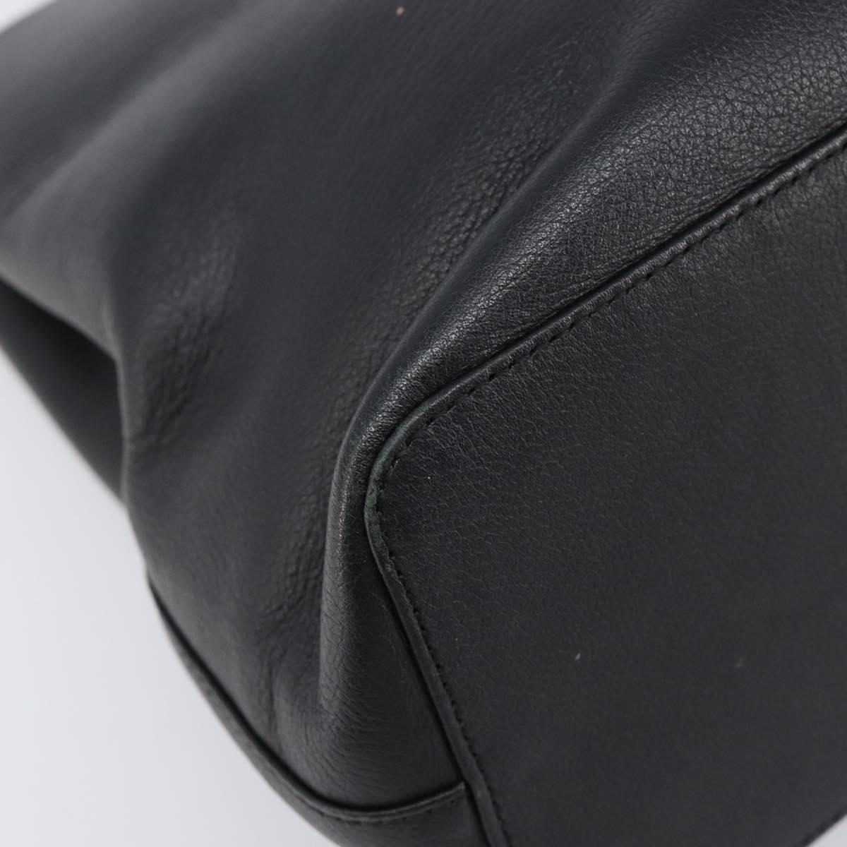BURBERRY Hand Bag Leather Black Gold Auth 214941