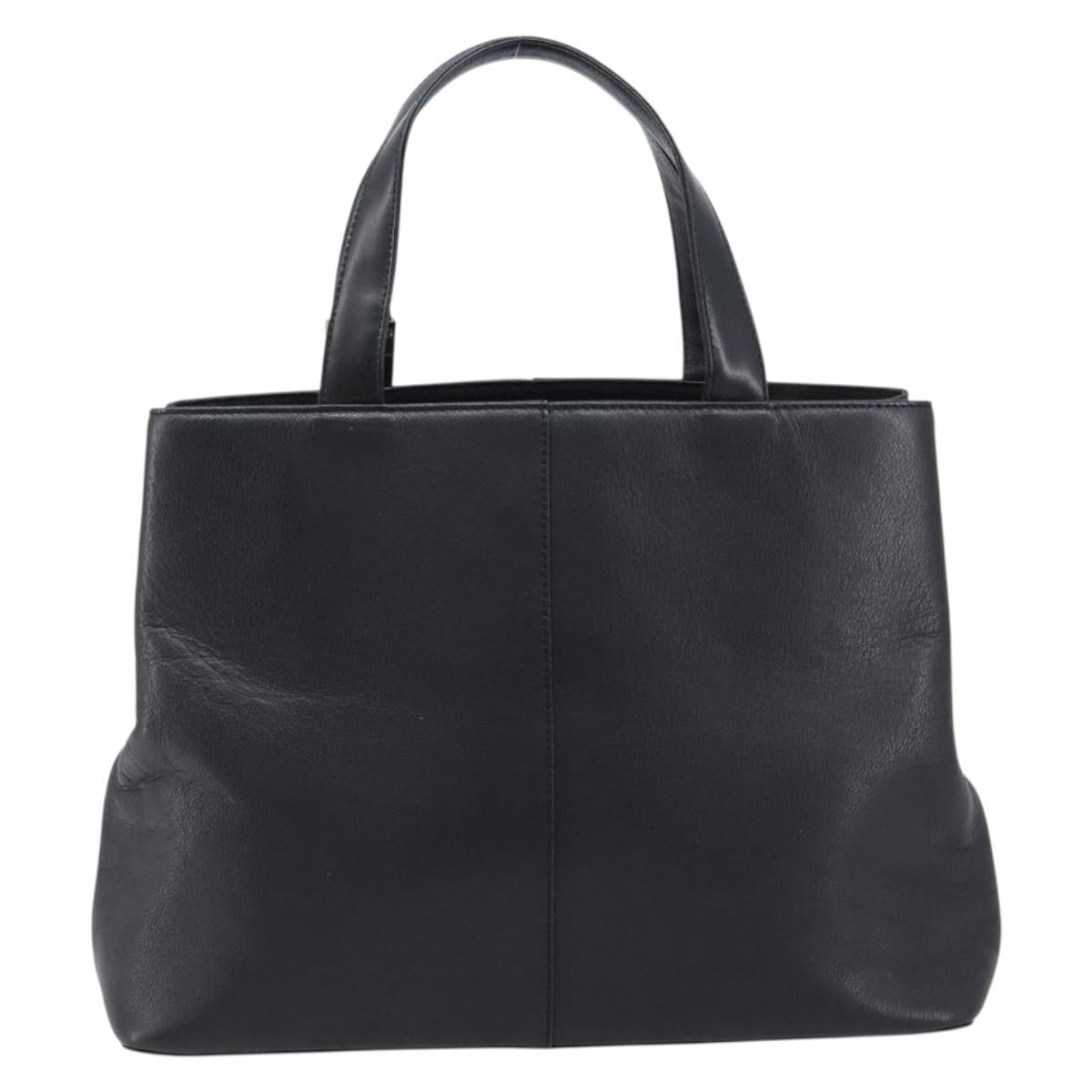 BURBERRY Hand Bag Leather Black Gold Auth 214941
