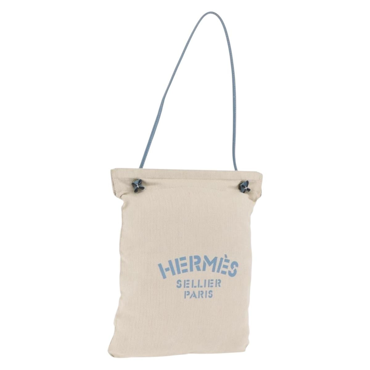 HERMES Aline PM Shoulder Bag Canvas Beige Gold Auth 214942A