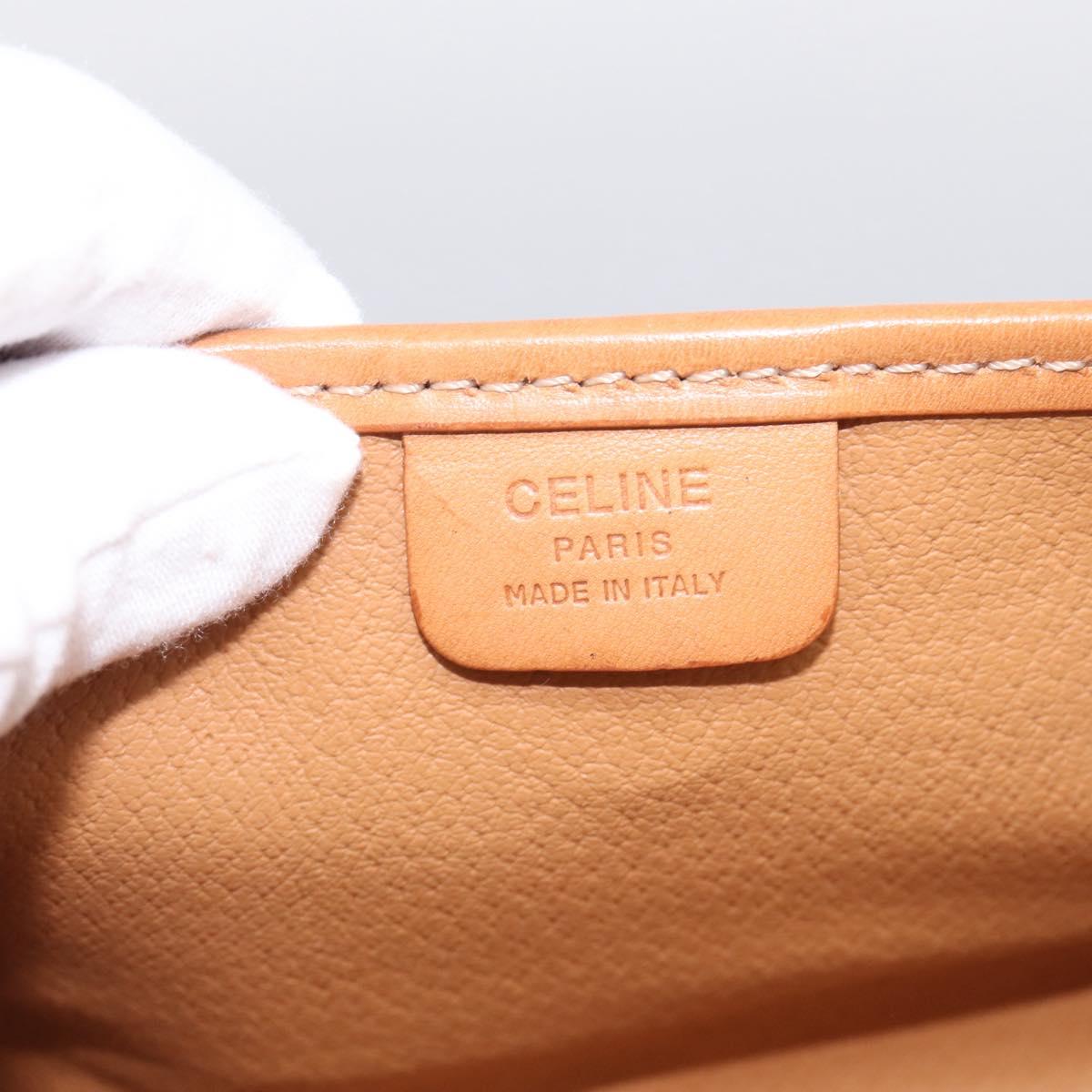 CELINE Macadam Canvas Pouch PVC Leather Brown Gold Auth 214943A