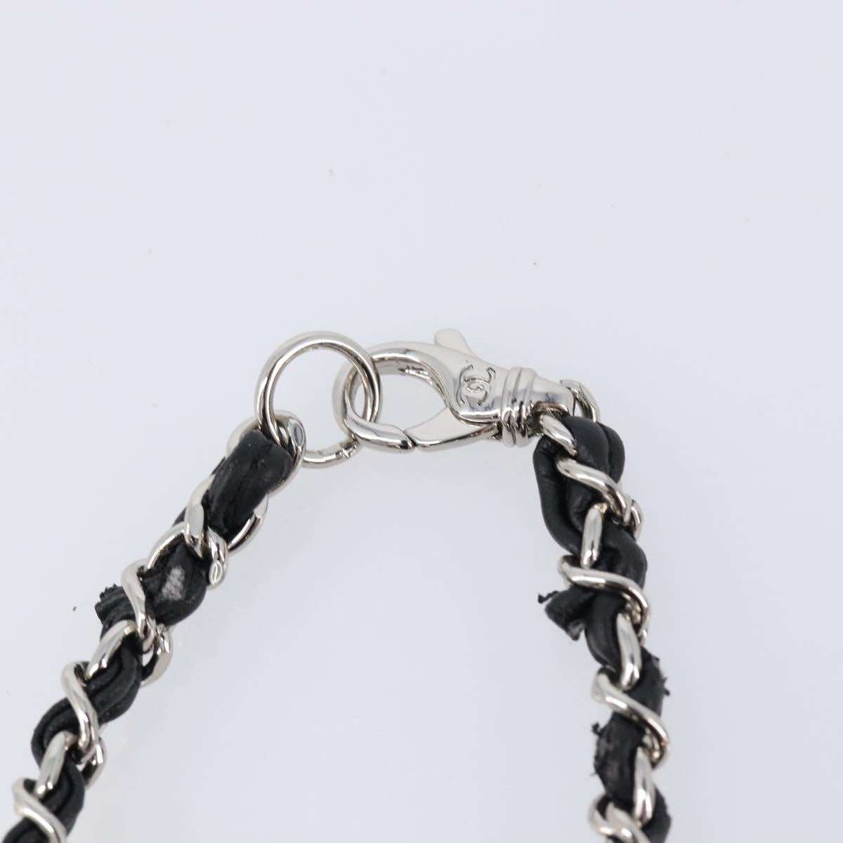 CHANEL Bag Charm Rubber Black Silver CC Auth 214946