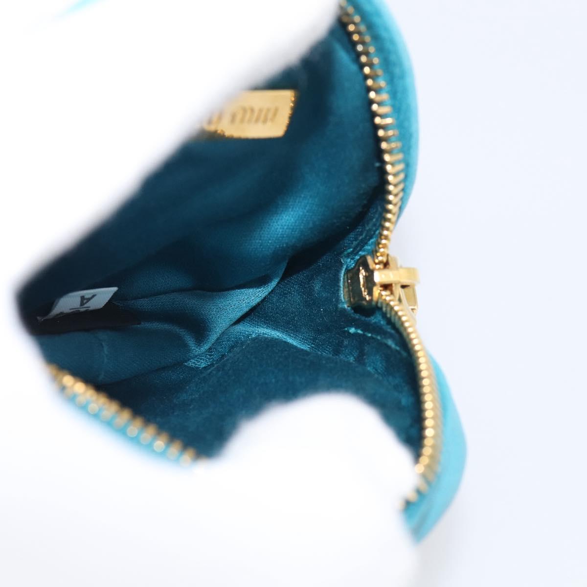 Miu Miu Matelasse Coin Purse Leather Blue Gold Auth 214948A