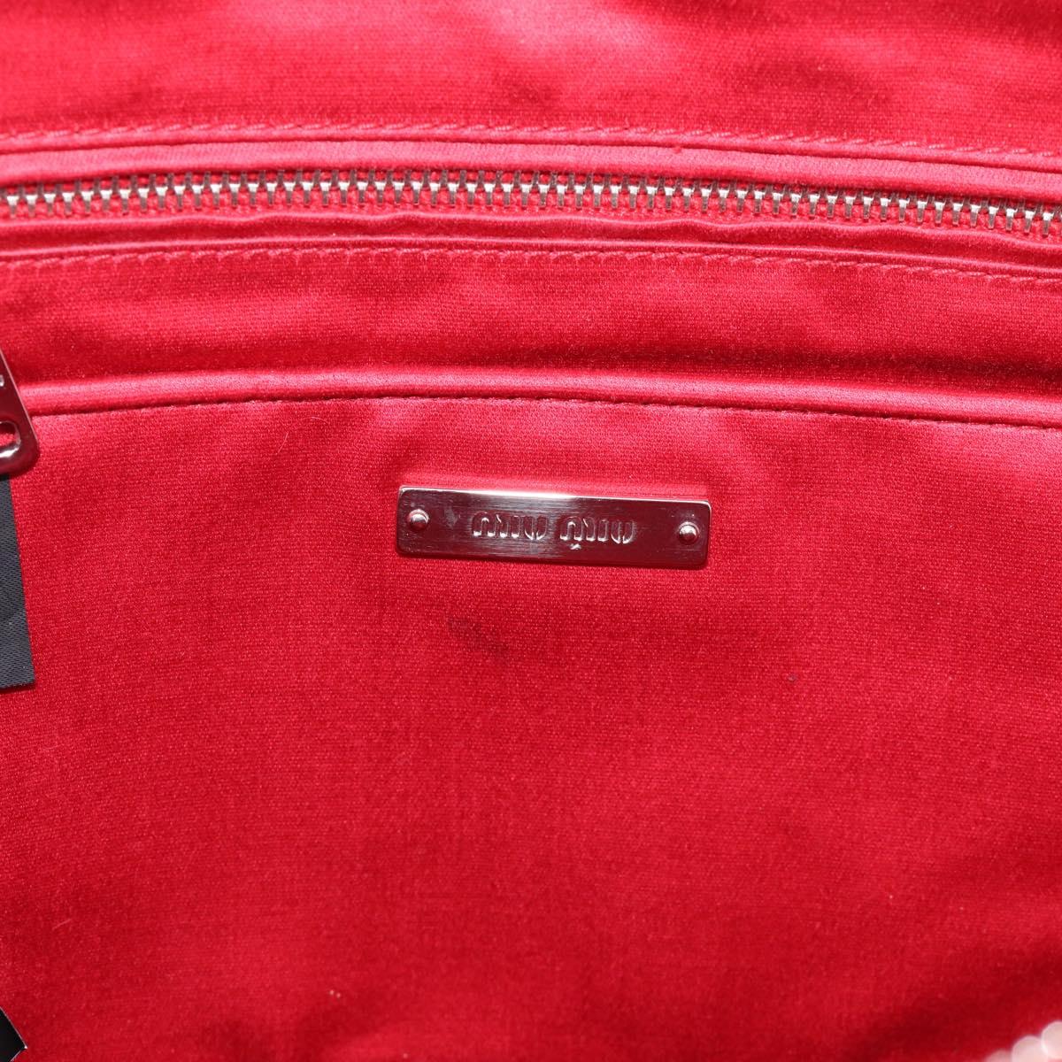 Miu Miu Backpack Acrylic Fur Red Silver Auth 214949M