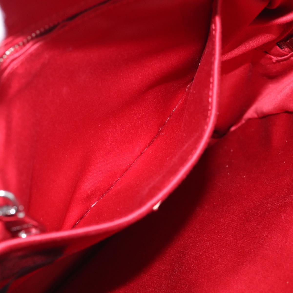 Miu Miu Backpack Acrylic Fur Red Silver Auth 214949M